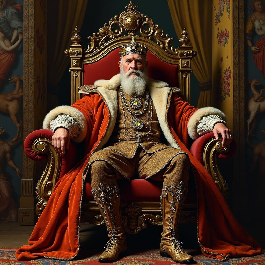 Regal Figure on Throne in Baroque Style