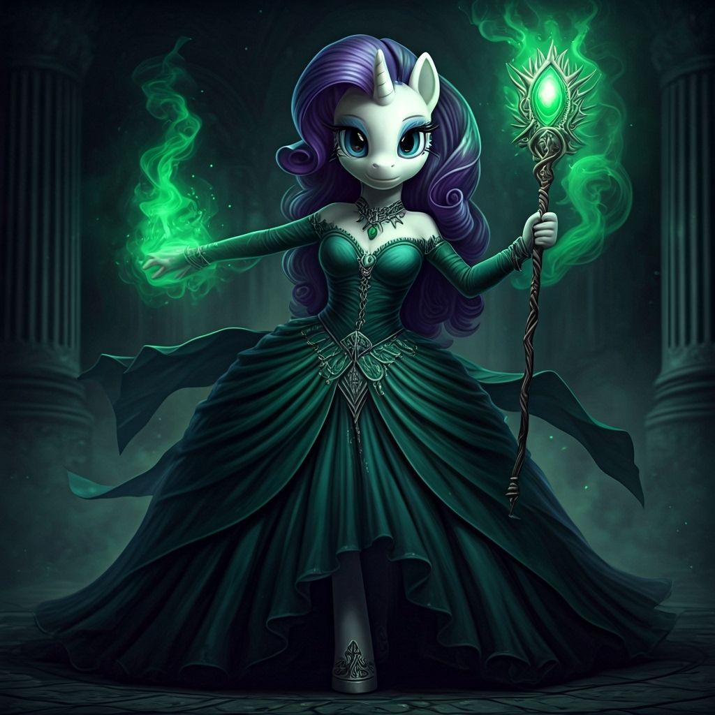Rarity as a Poison Mage Dancer in Dark Green Dress