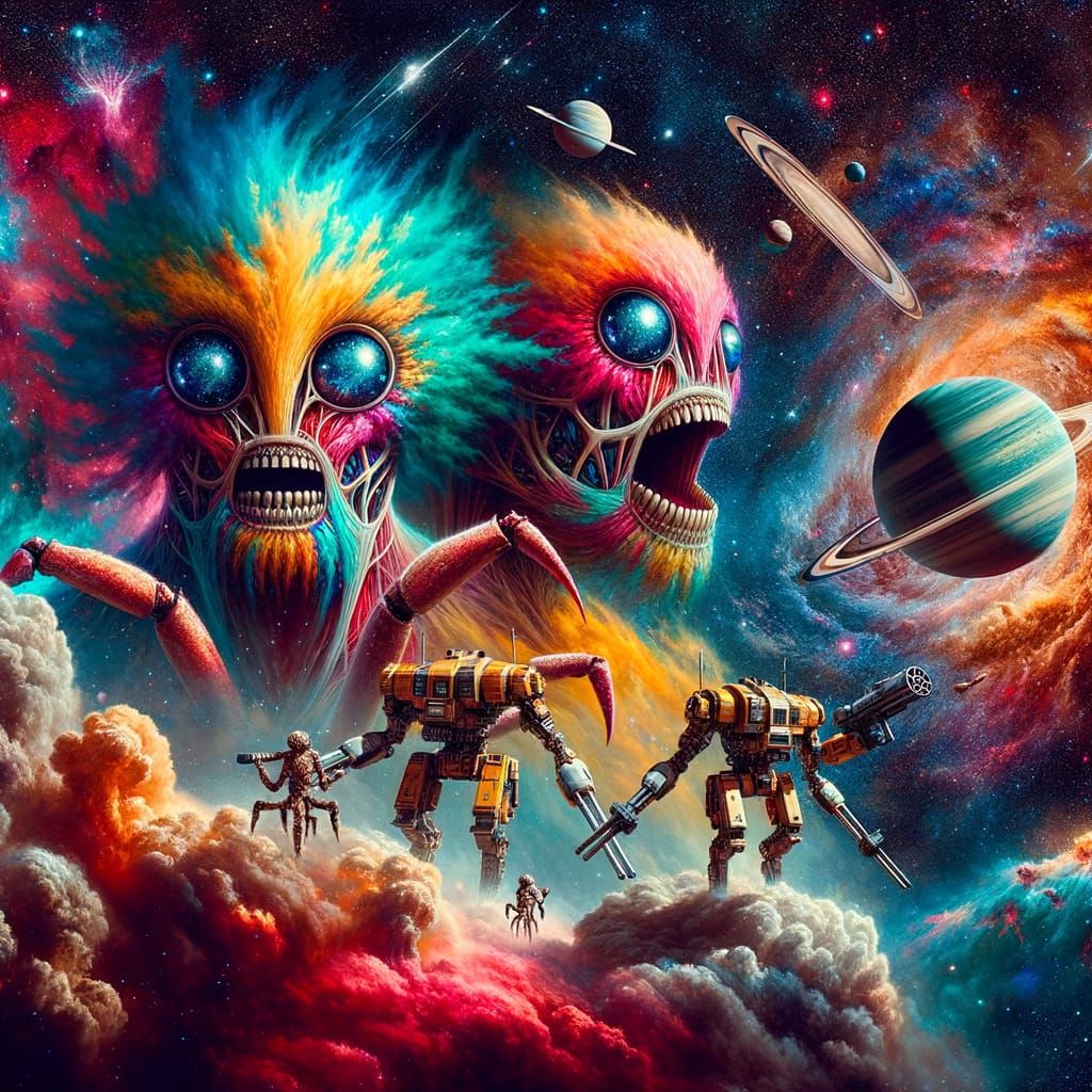 Cosmic Titan Twins in an Ultra-Realistic Style