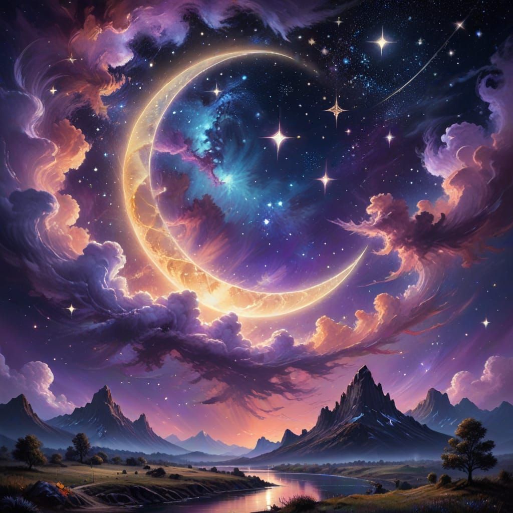 Celestial Smile in Vibrant Oil Painting