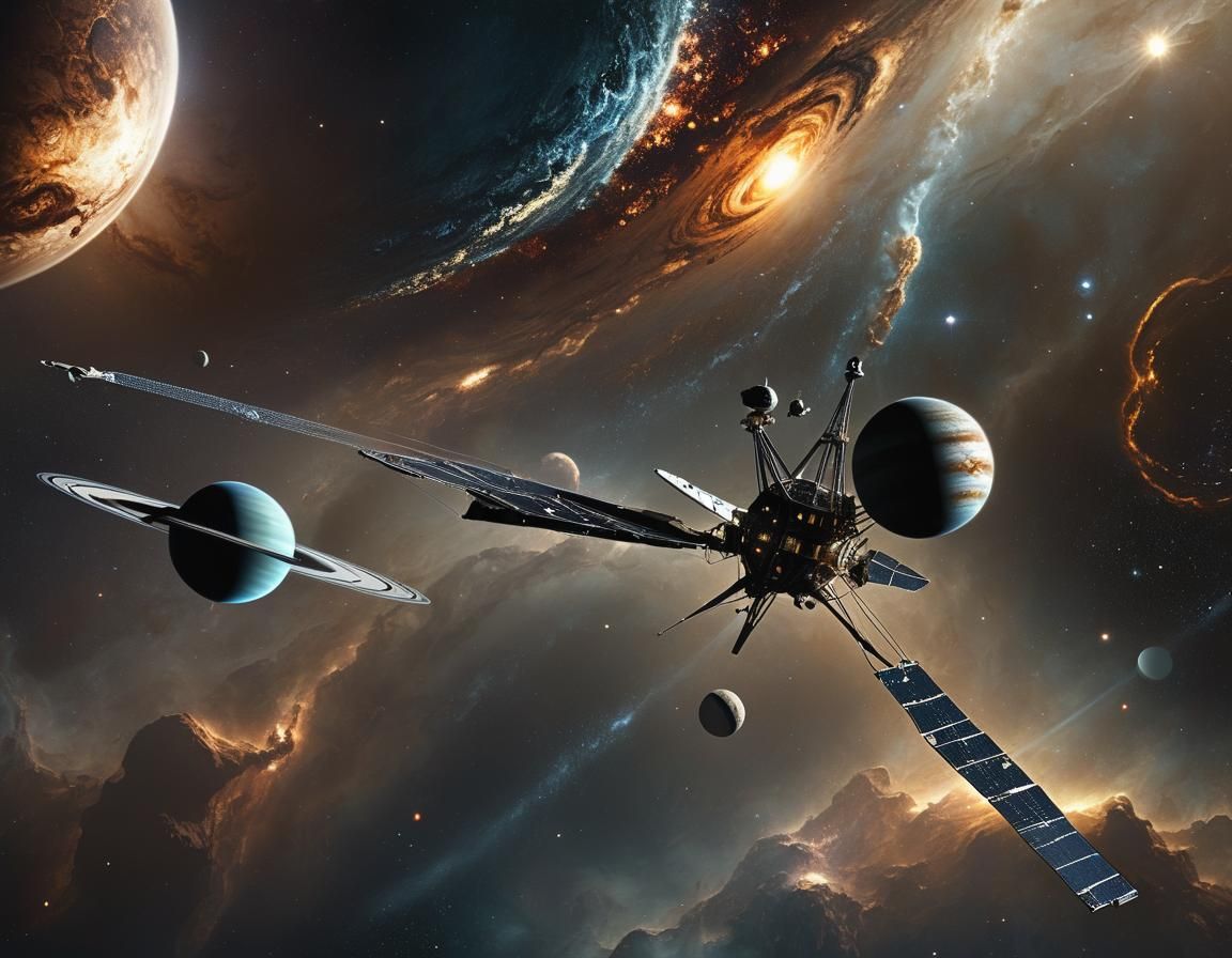 Voyager 1 Spacecraft in Dramatic Digital Painting