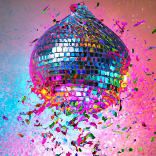 Hyperrealistic Disco Ball in Splash Art Style