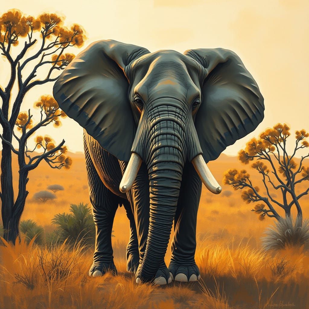 Majestic African Elephant in Earthy Tones