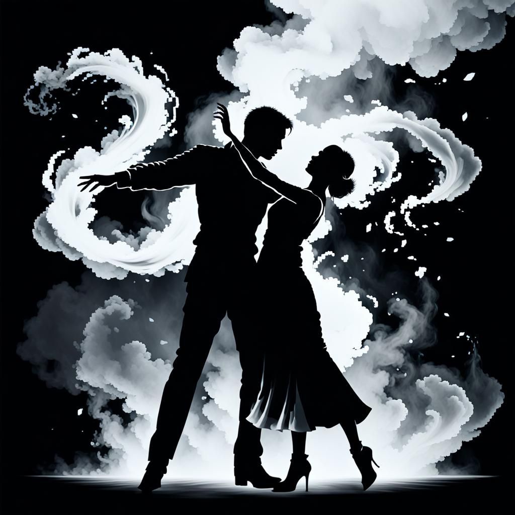 Dancing Couple in Smoke Painting