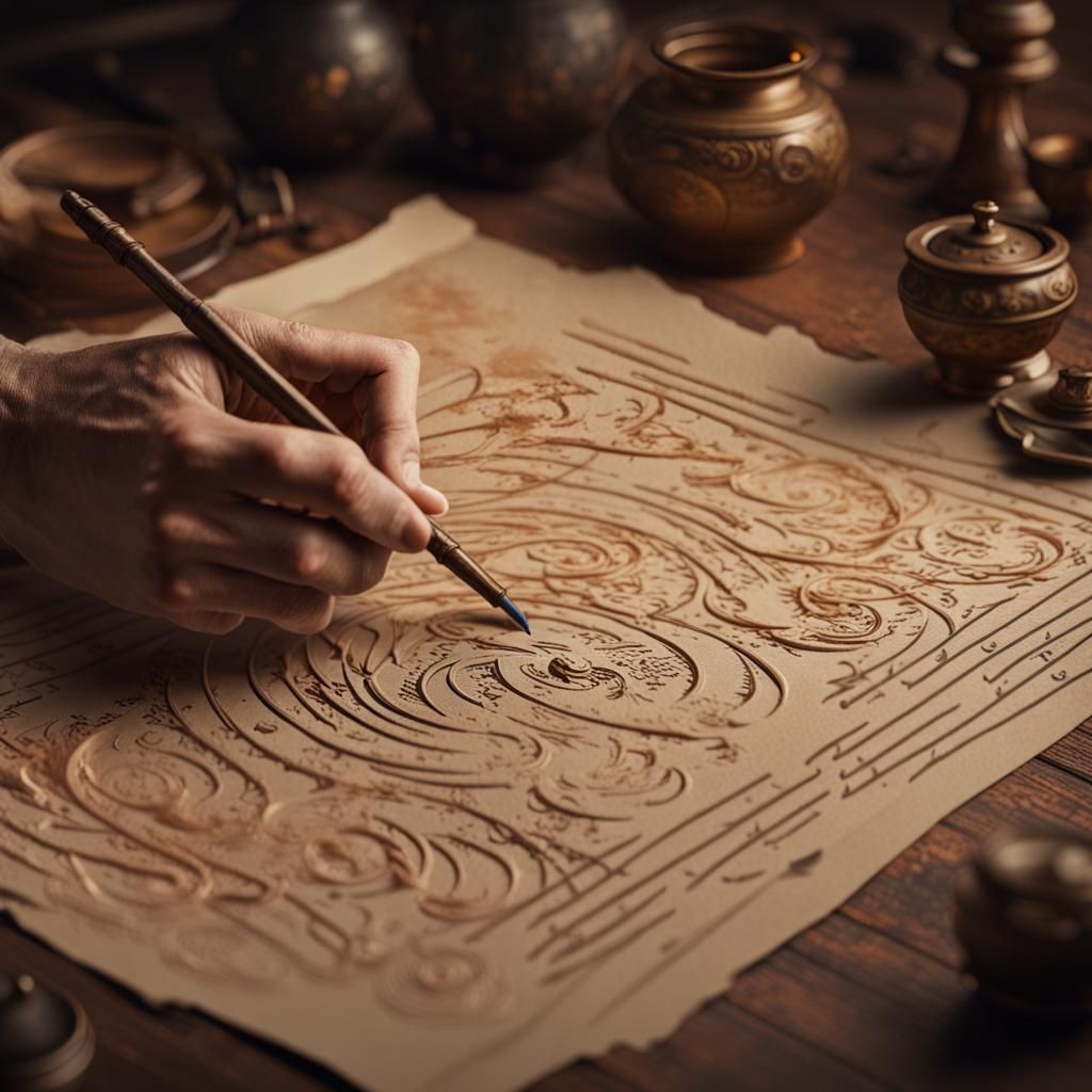 Vintage Calligraphy on Handmade Paper Art