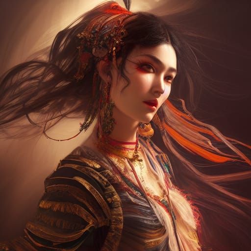 Gypsy Dancer Portrait in Photorealistic Style