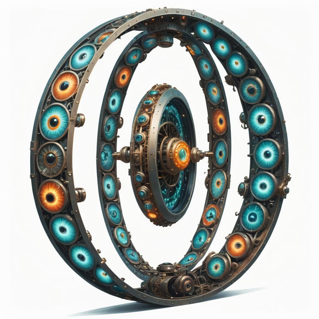 Glowing Eyeball Gyroscope in Dreamy Surreal Style
