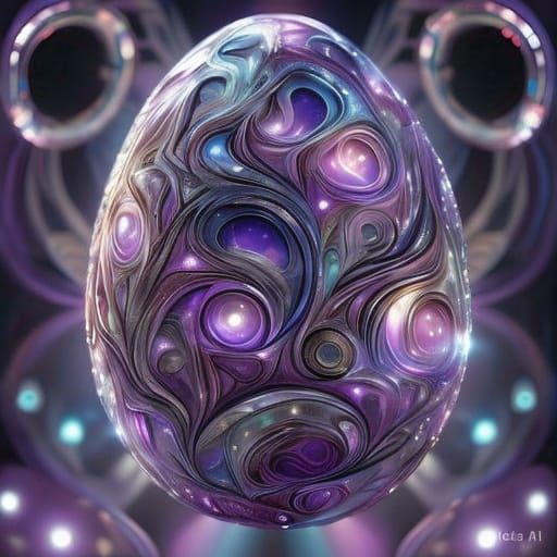Ethereal Otherworldly Egg in Vibrant, Iridescent Hues