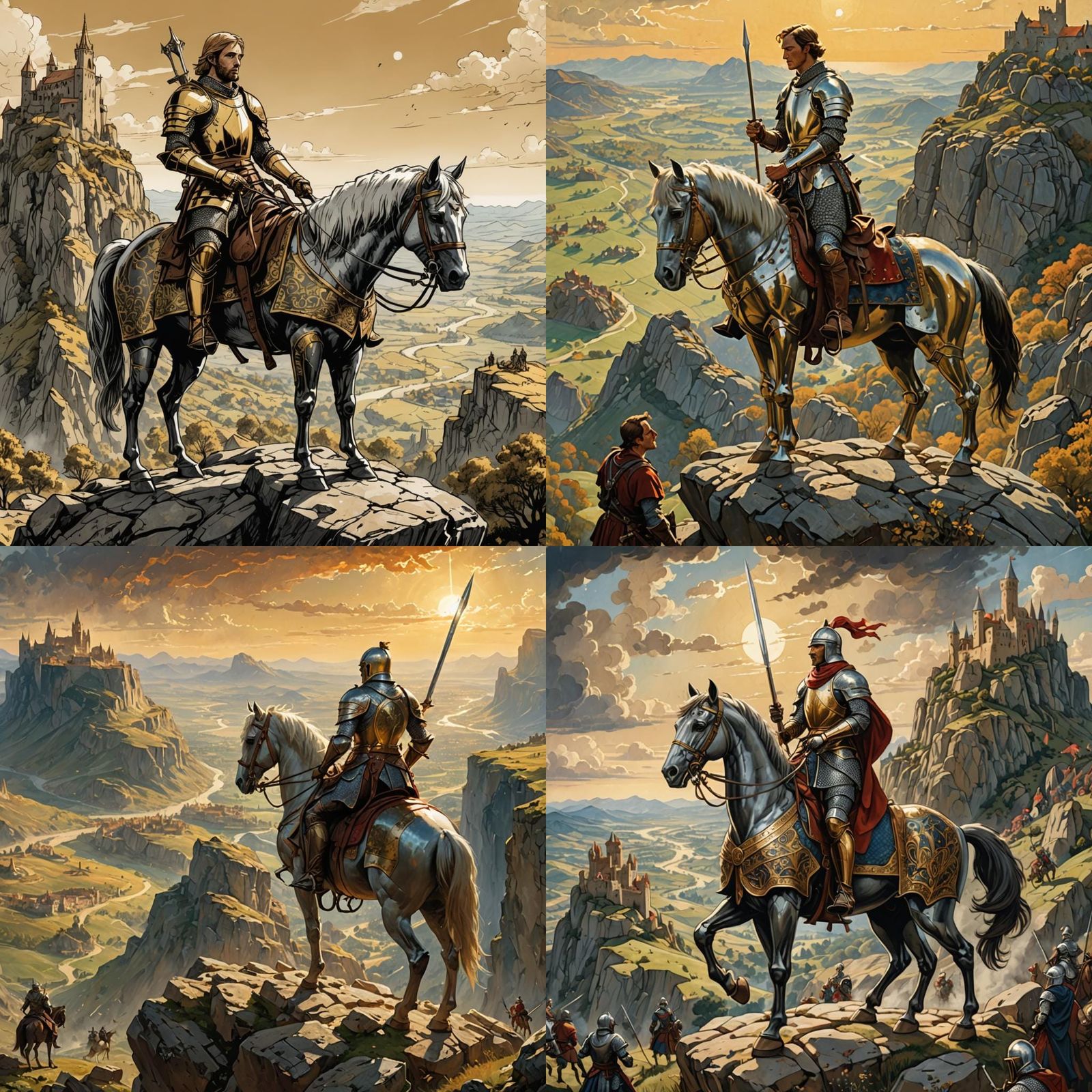Knights on Horseback Overlooking Valley of Saracens