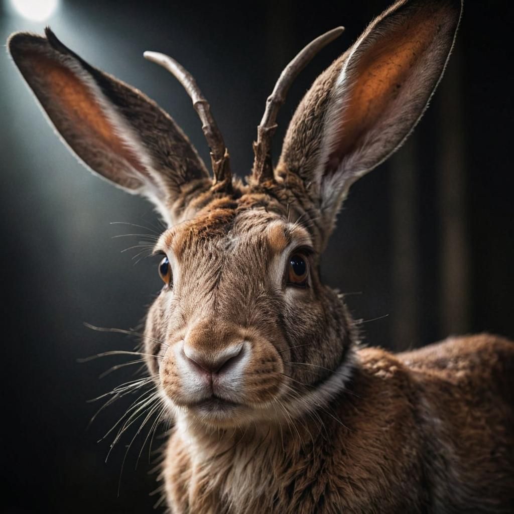 A Young Jackalope in Classic Portraiture