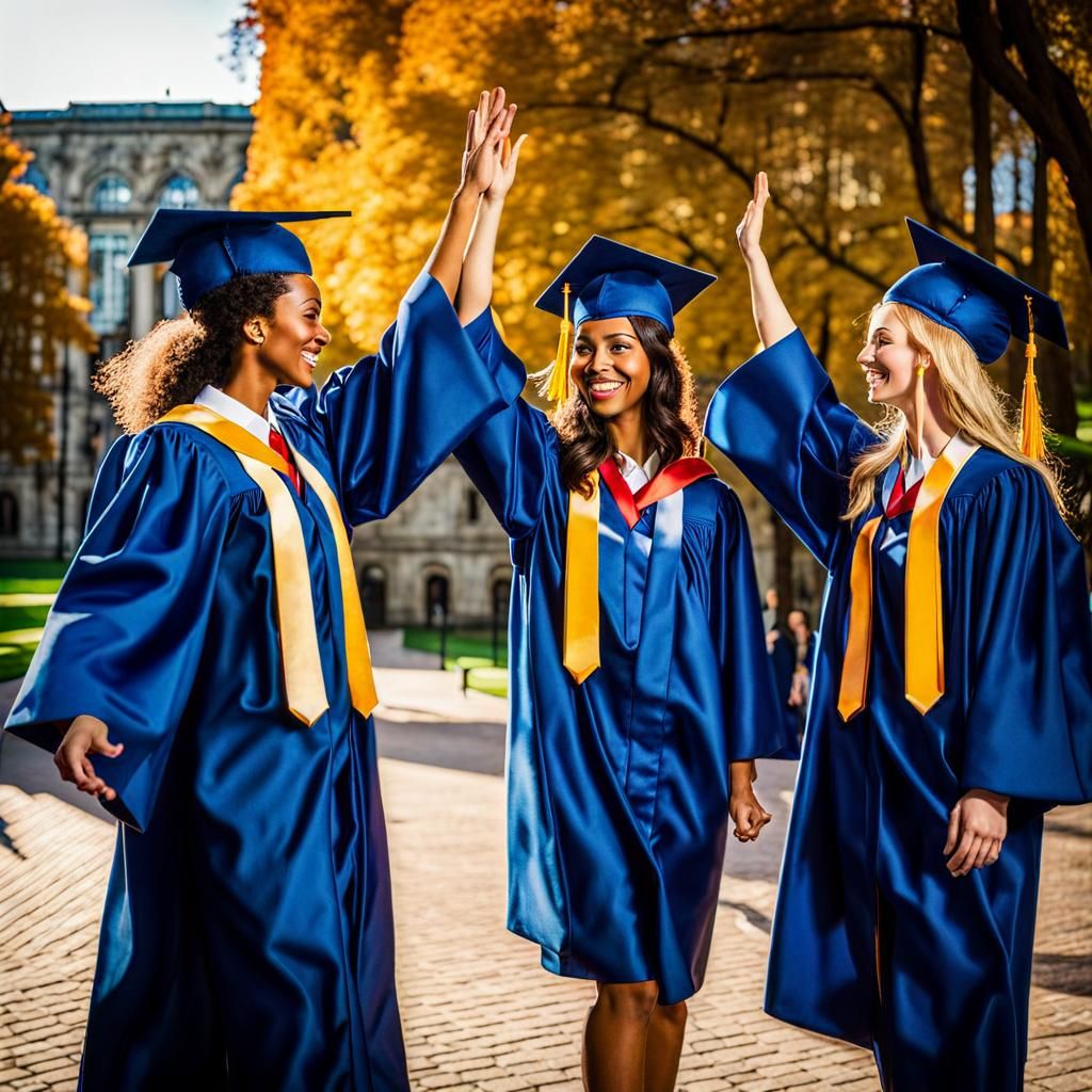 Graduation Celebration: Watercolor High-Five at University