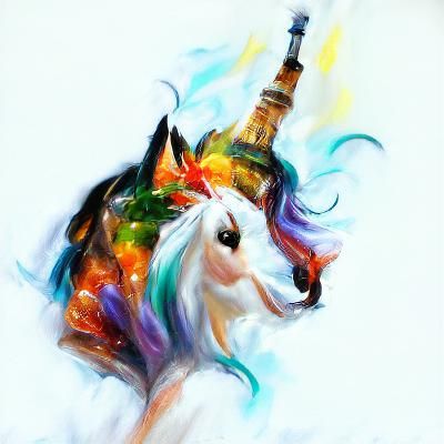 Dog Disguised as a Unicorn with Toy Lighthouse