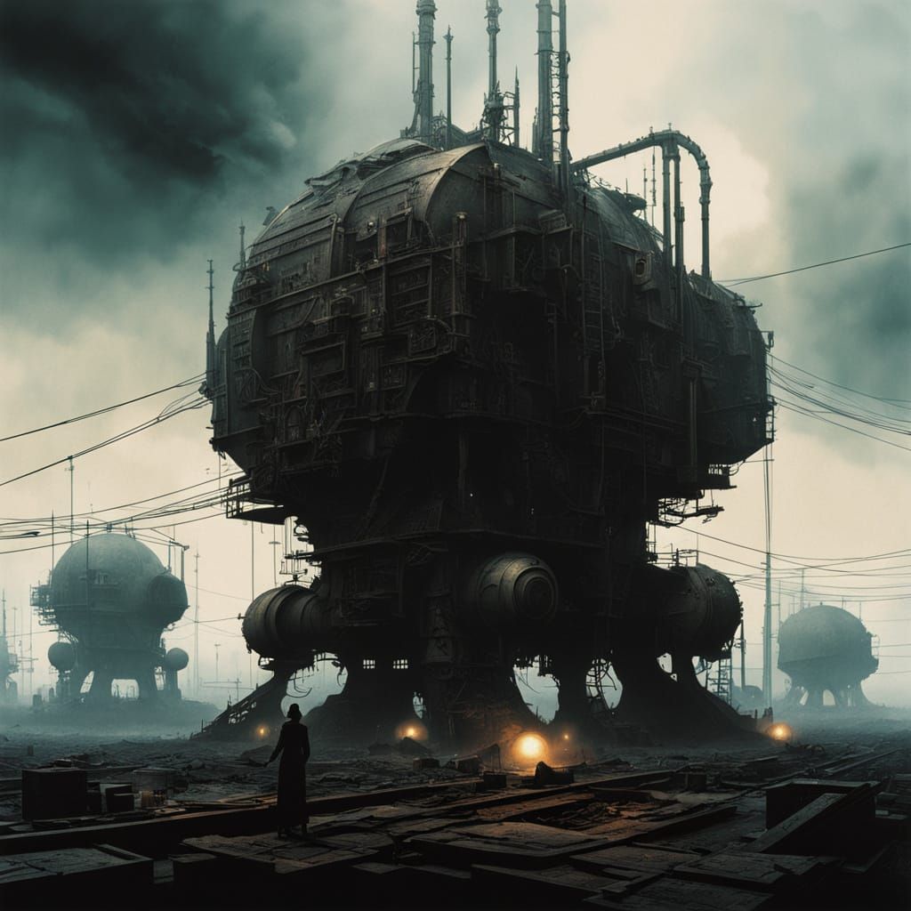 Dark Surrealism: Goth Model and Fembot in Dystopia