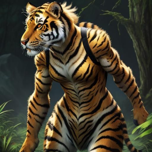 Striking Tiger Girl Digital Portrait