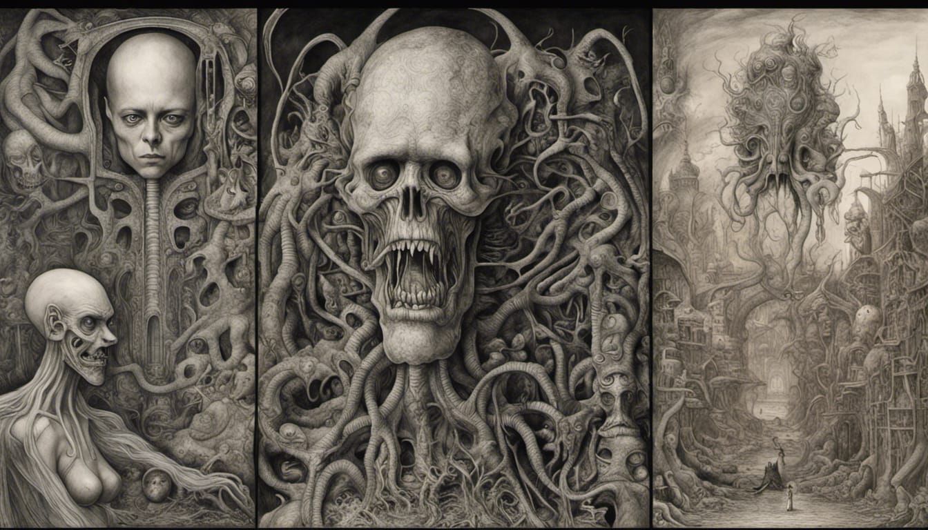 Surreal Monster Drawing in Post-Apocalyptic Style