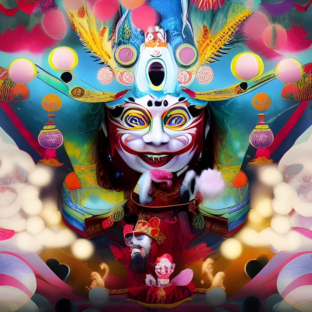 Fantastical Circus Scene Inspired by Peking Opera
