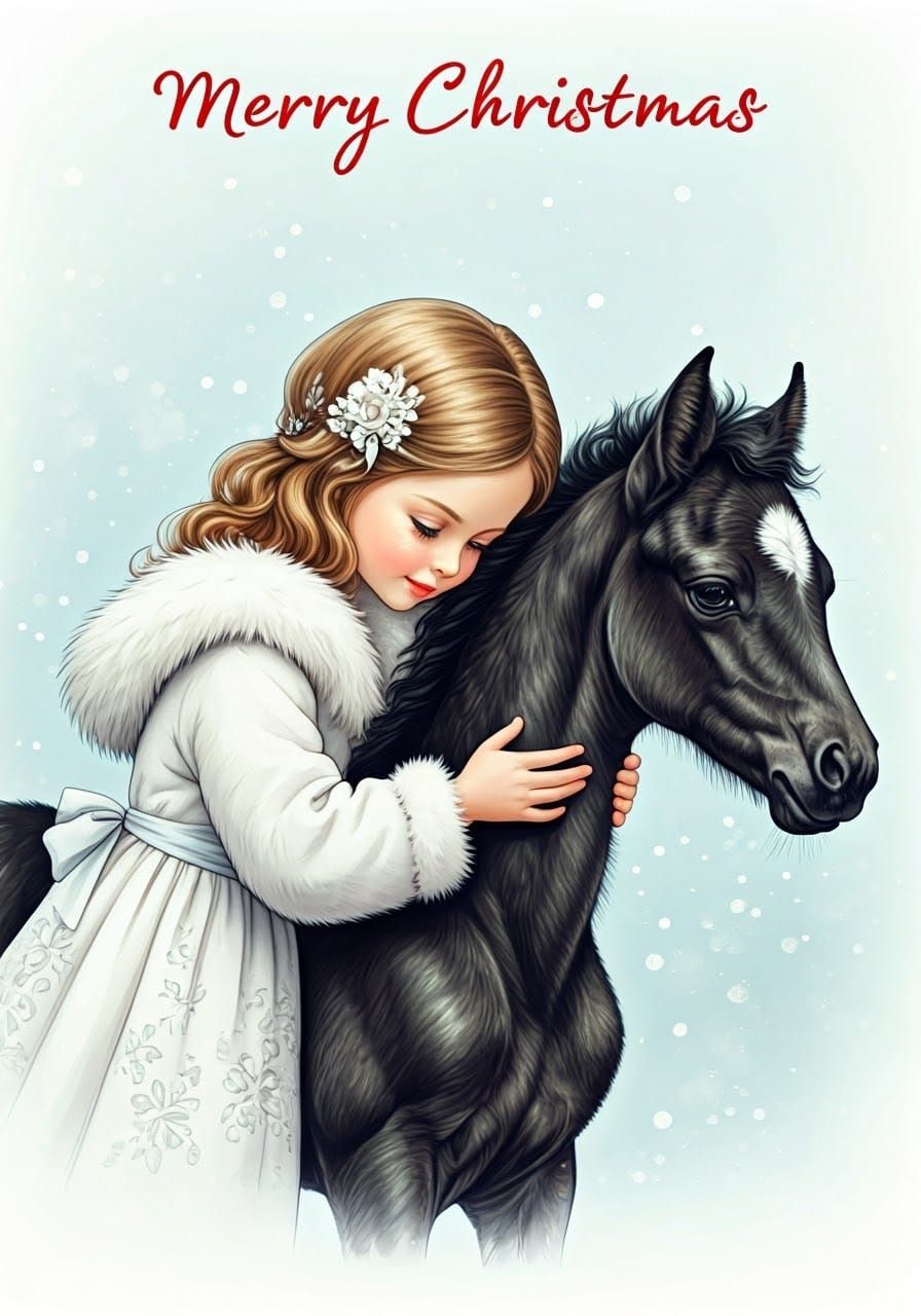 Whimsical Winter Wonderland Scene in Dreamy Gouache Style