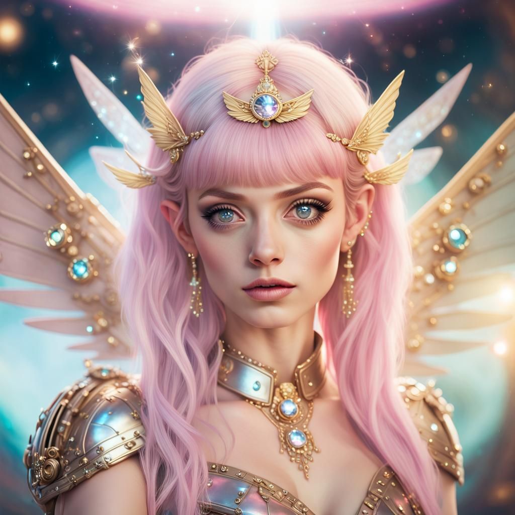 Ethereal Bimbo Space Pirate Captained in Hyper-Realistic Por...
