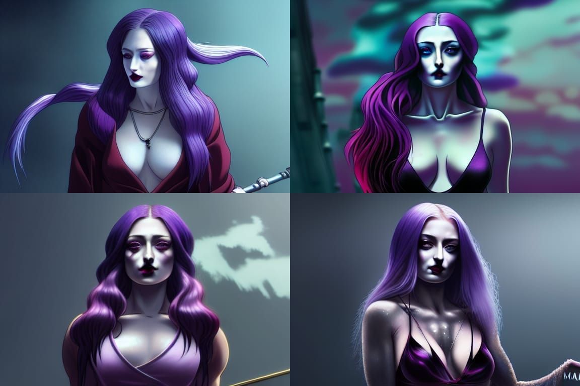 Vampire Queen with Silver Hair in Anime Style
