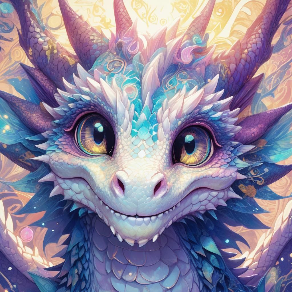 Adorable Pastel Dragon Portrait in Anime Style