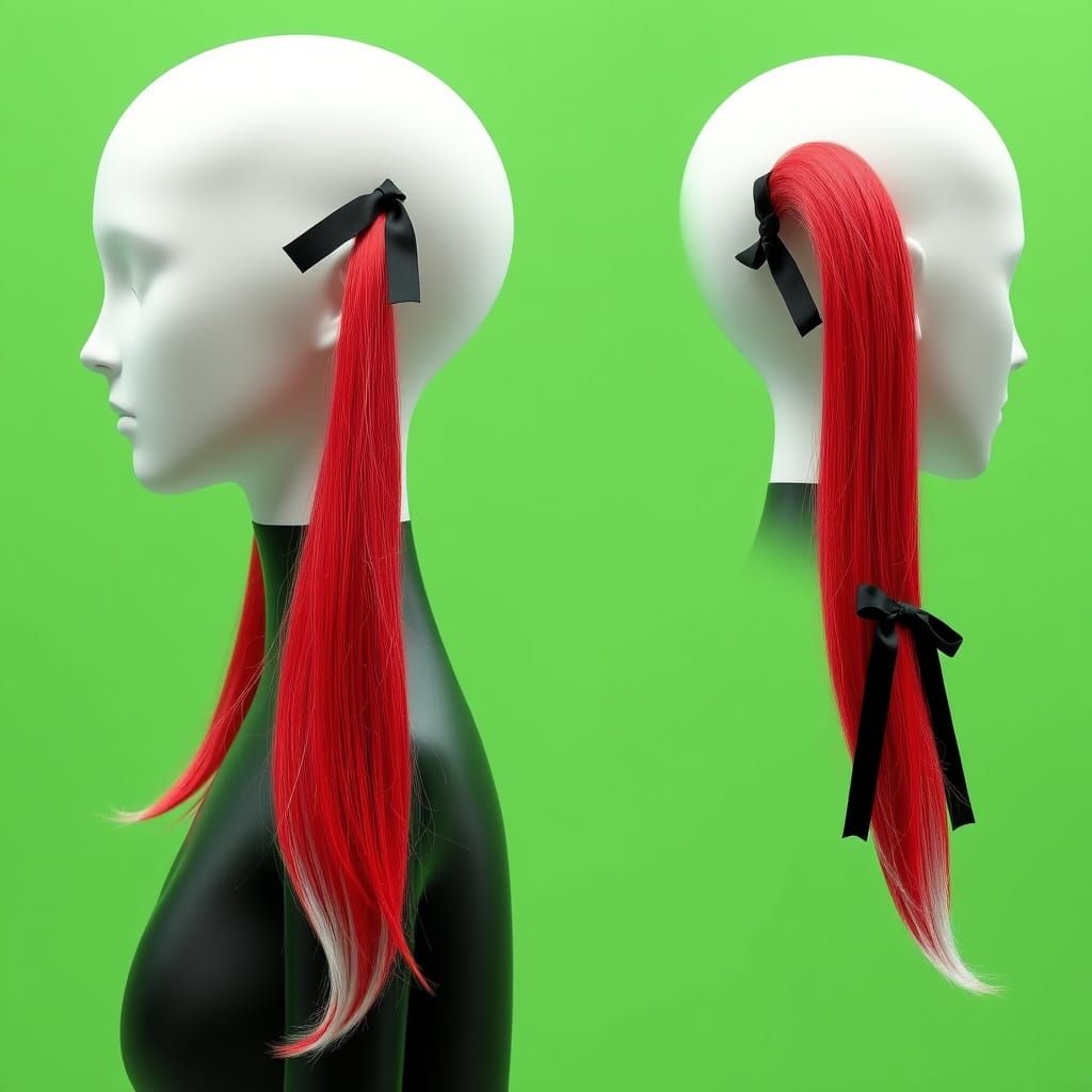 Androgynous Mannequin Head with Twin Tails in CGI