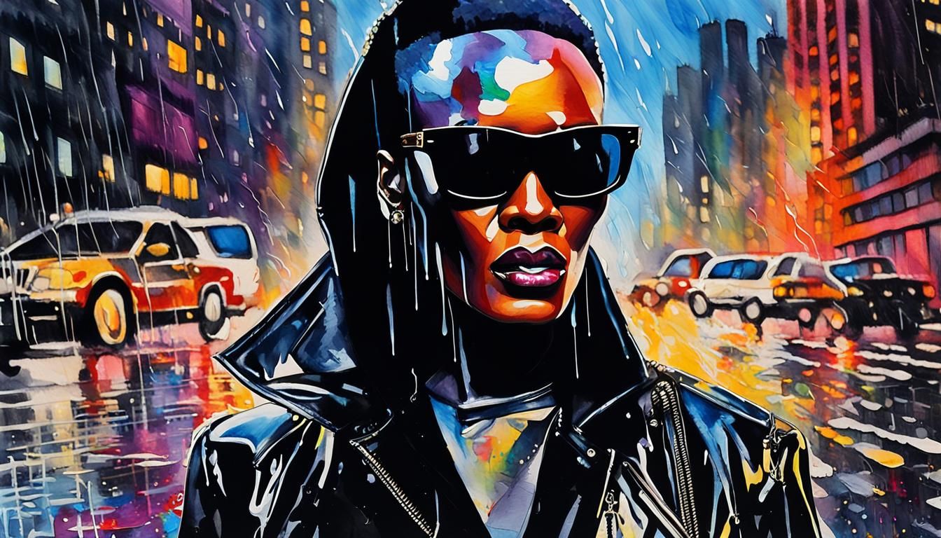 Grace Jones Portrait in Rainy New York City