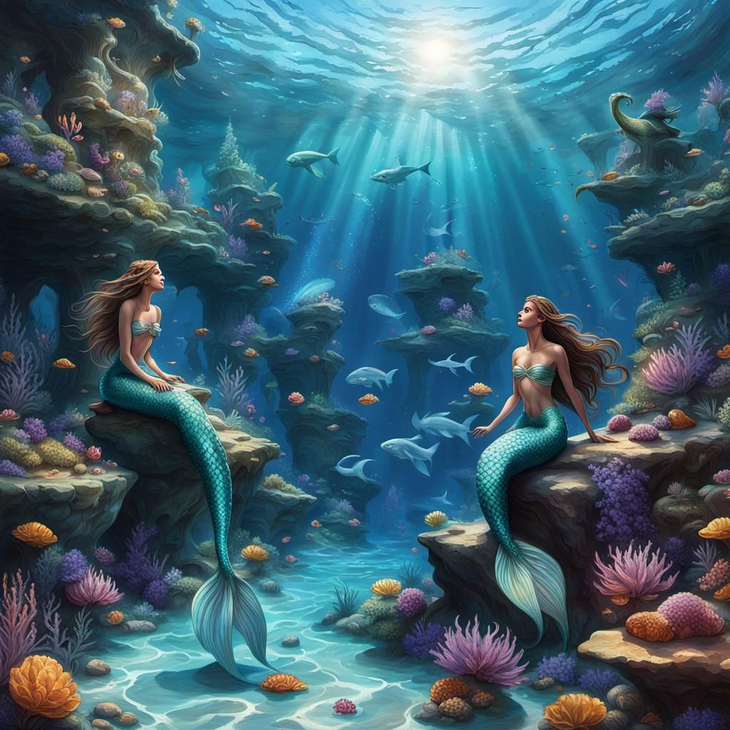 Mediterranean Mermaids Lure Sailors: 3D Digital Art