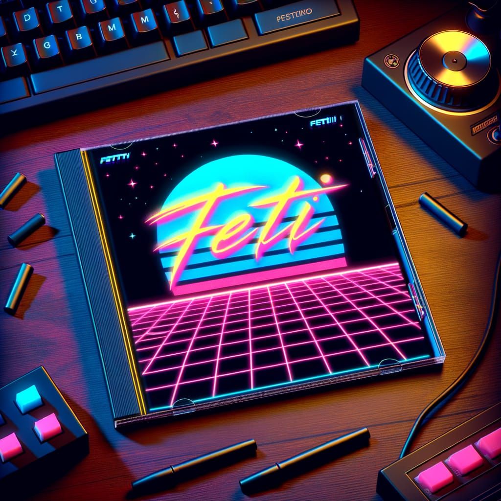 FETTI Album Cover: Neon Synthwave Electronic Music Tribute