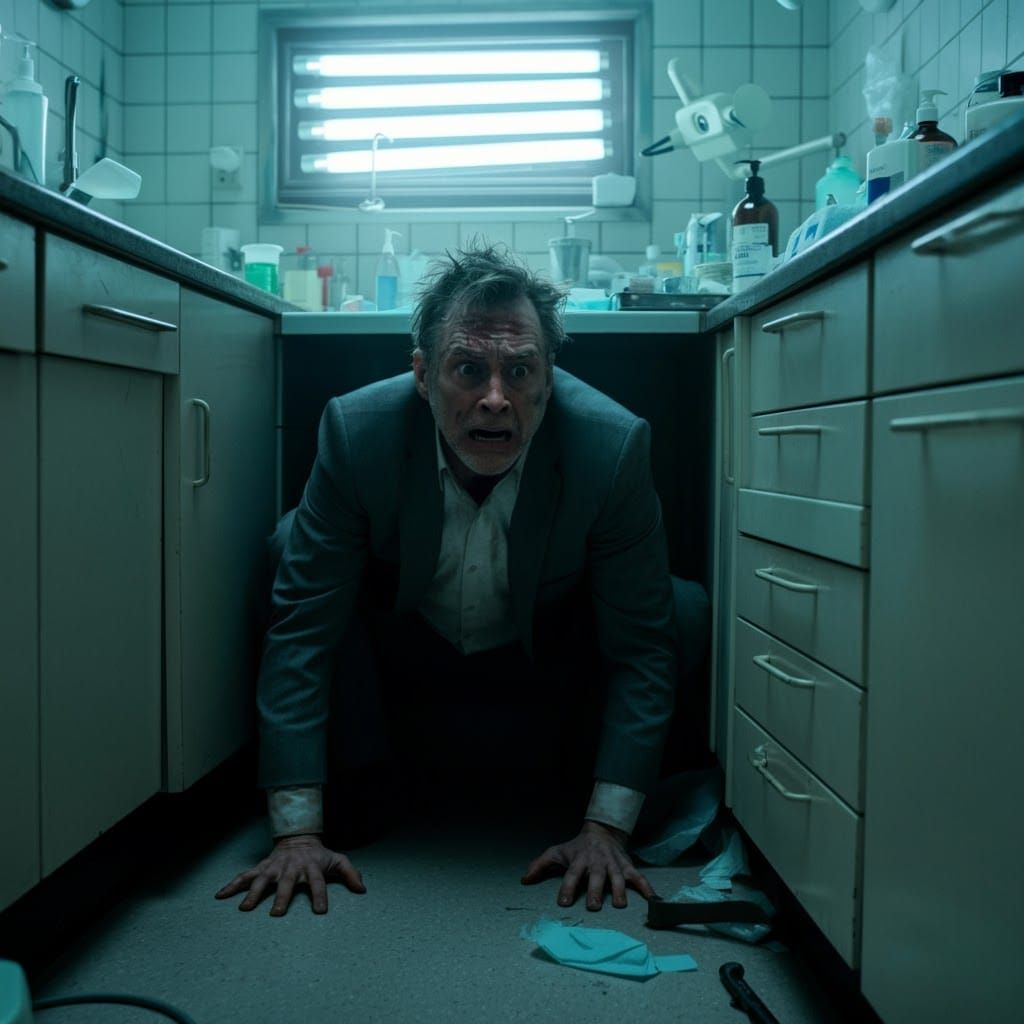 Man Hides in Fear in Dentist Office