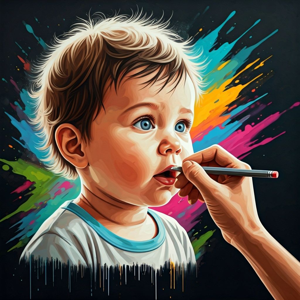 Hand-Drawn Baby: Pencil Art in Graffiti Style