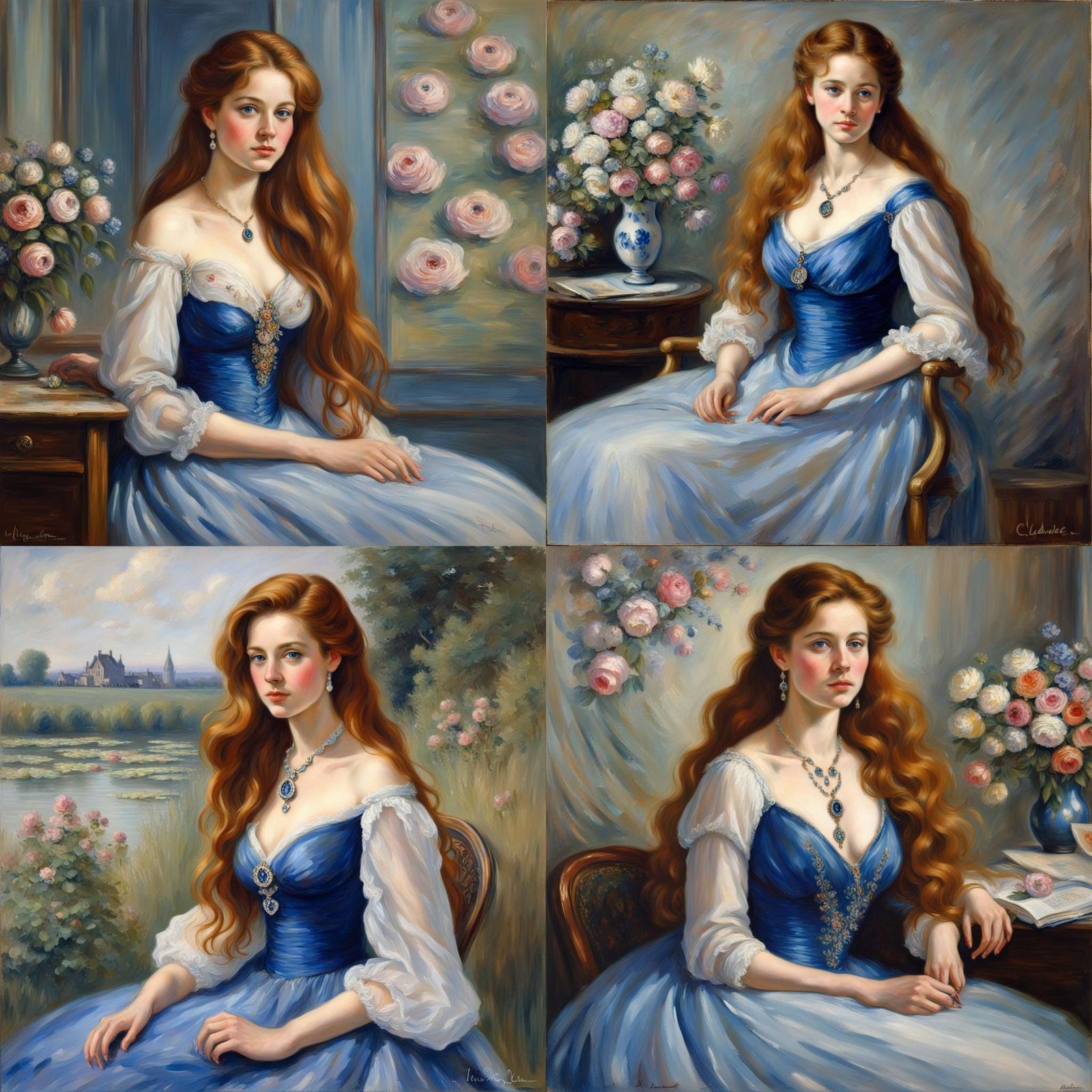 Auburn Haired Woman in Impressionistic Portrait