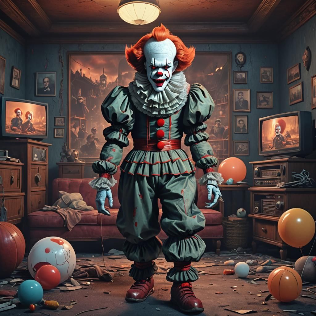 Pennywise Watches Retro TV: Detailed Matte Painting