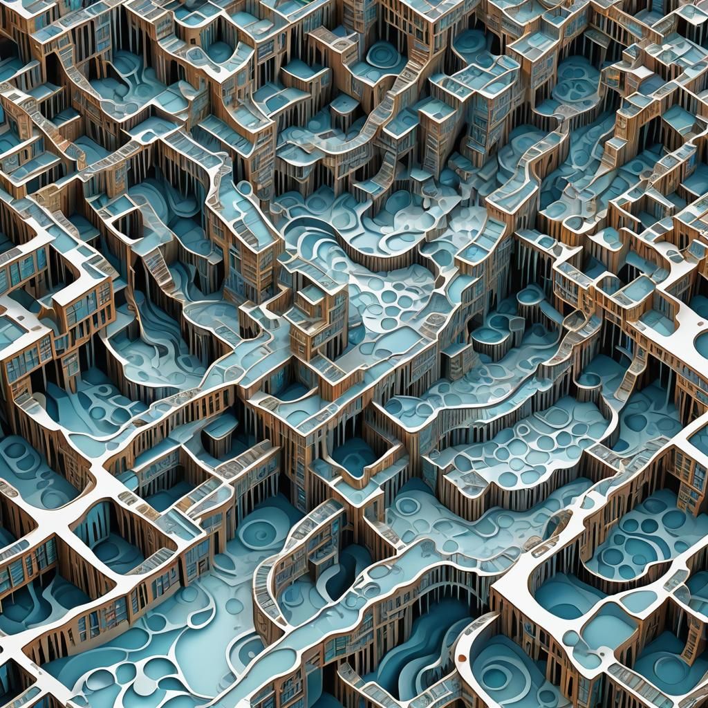 Surreal Fractal Masterpiece: Vibrant Waves in Frozen Geometr...