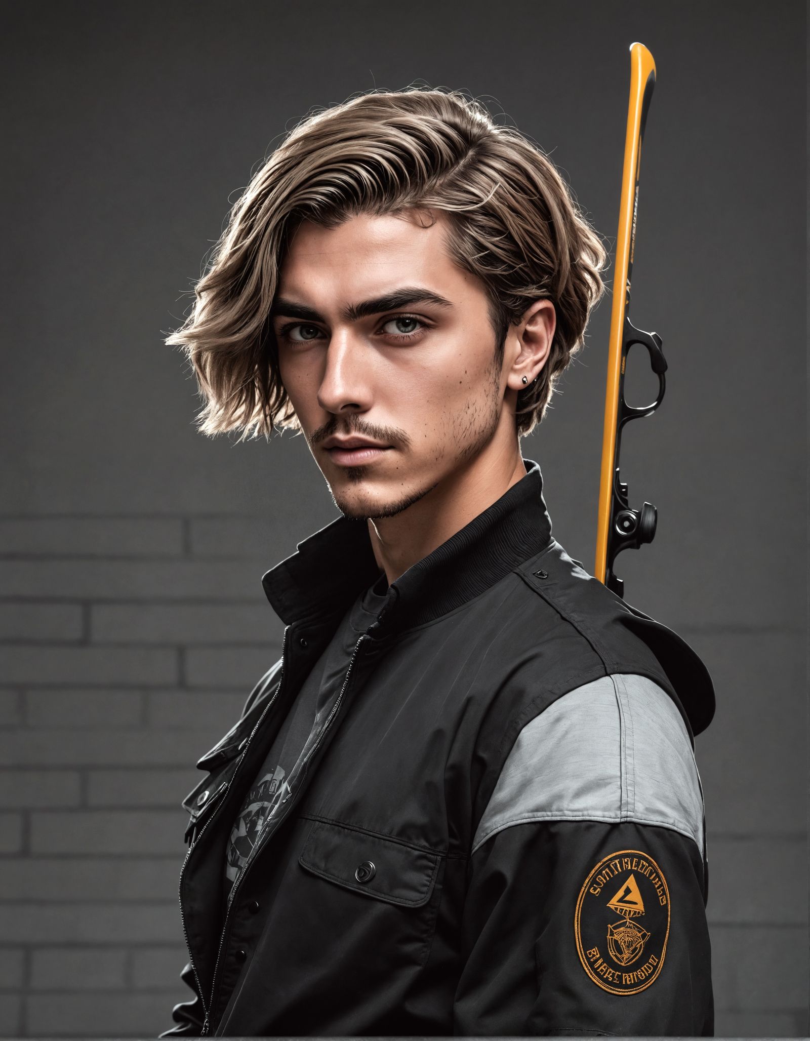 Stoic Portrait in Steampunk Style with Pixie Cut