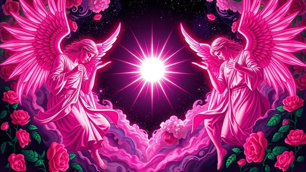 Neon Archangels in Art Nouveau Floral Universe