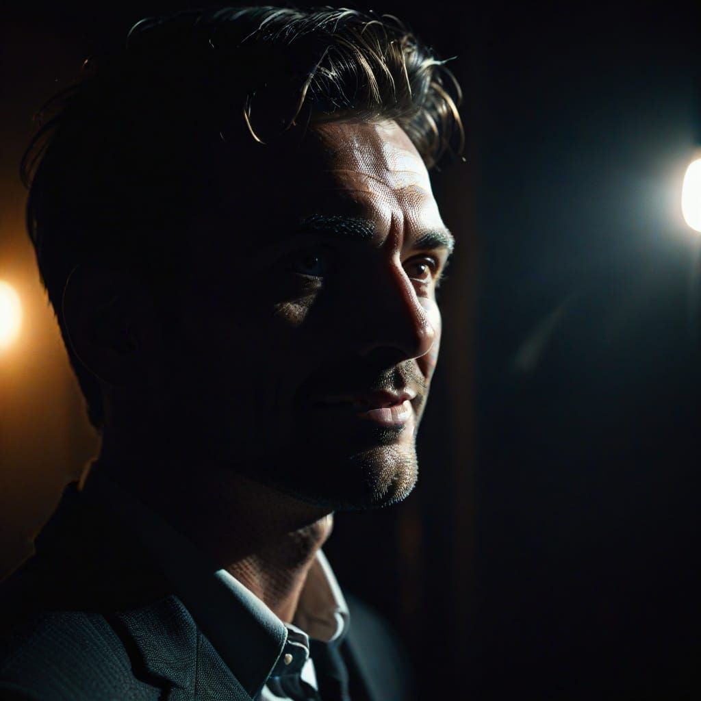 Dramatic Film Noir Portrait with High Contrast