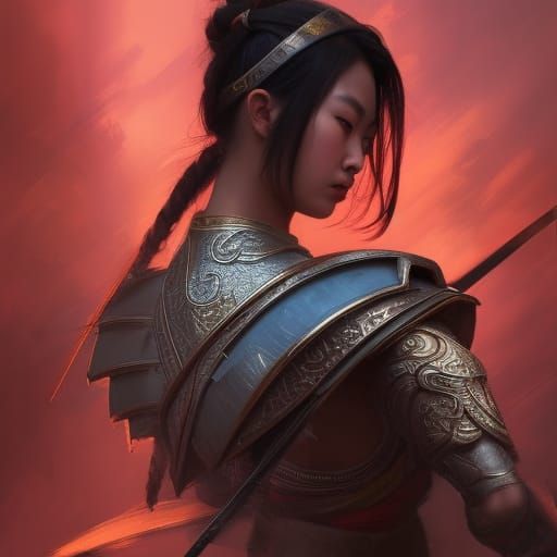 Detailed Portrait of a Female Chinese Warrior