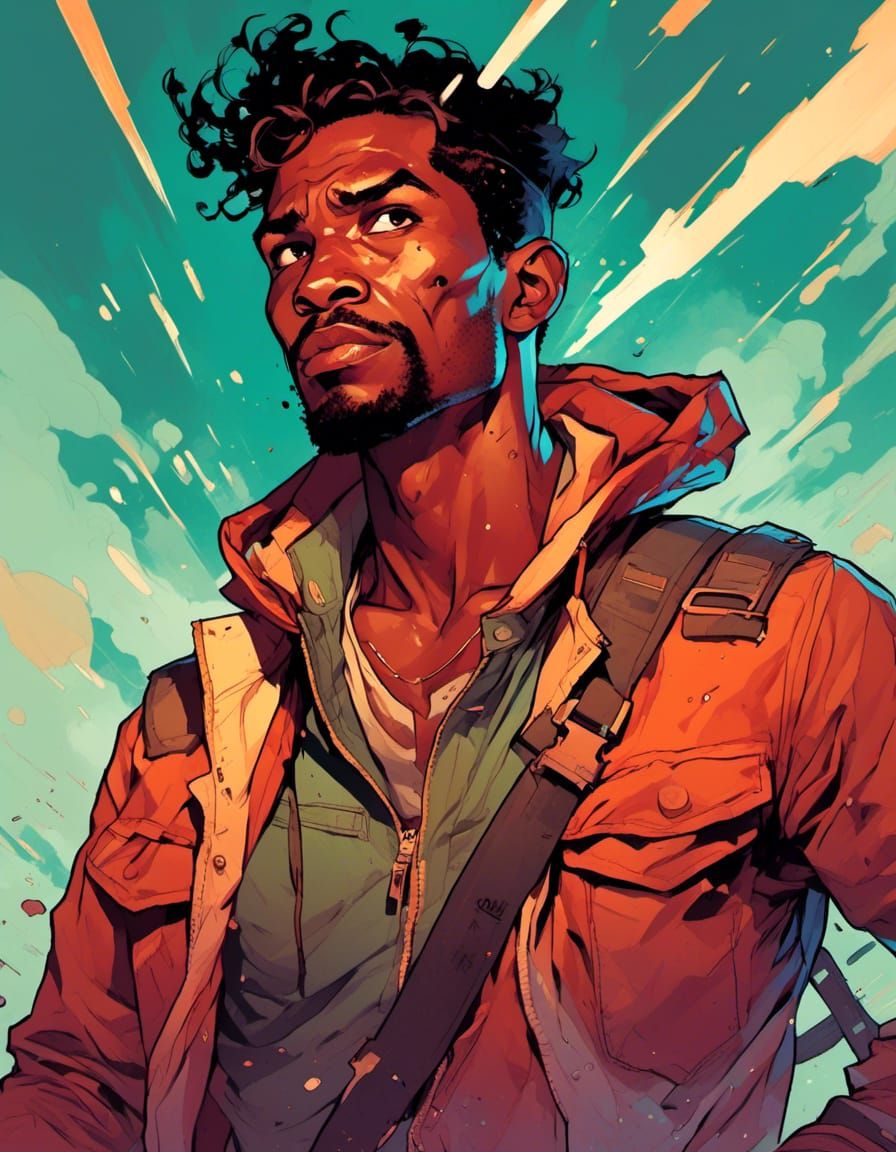 Adventurous Graphic Novel Portrait in Comic Style