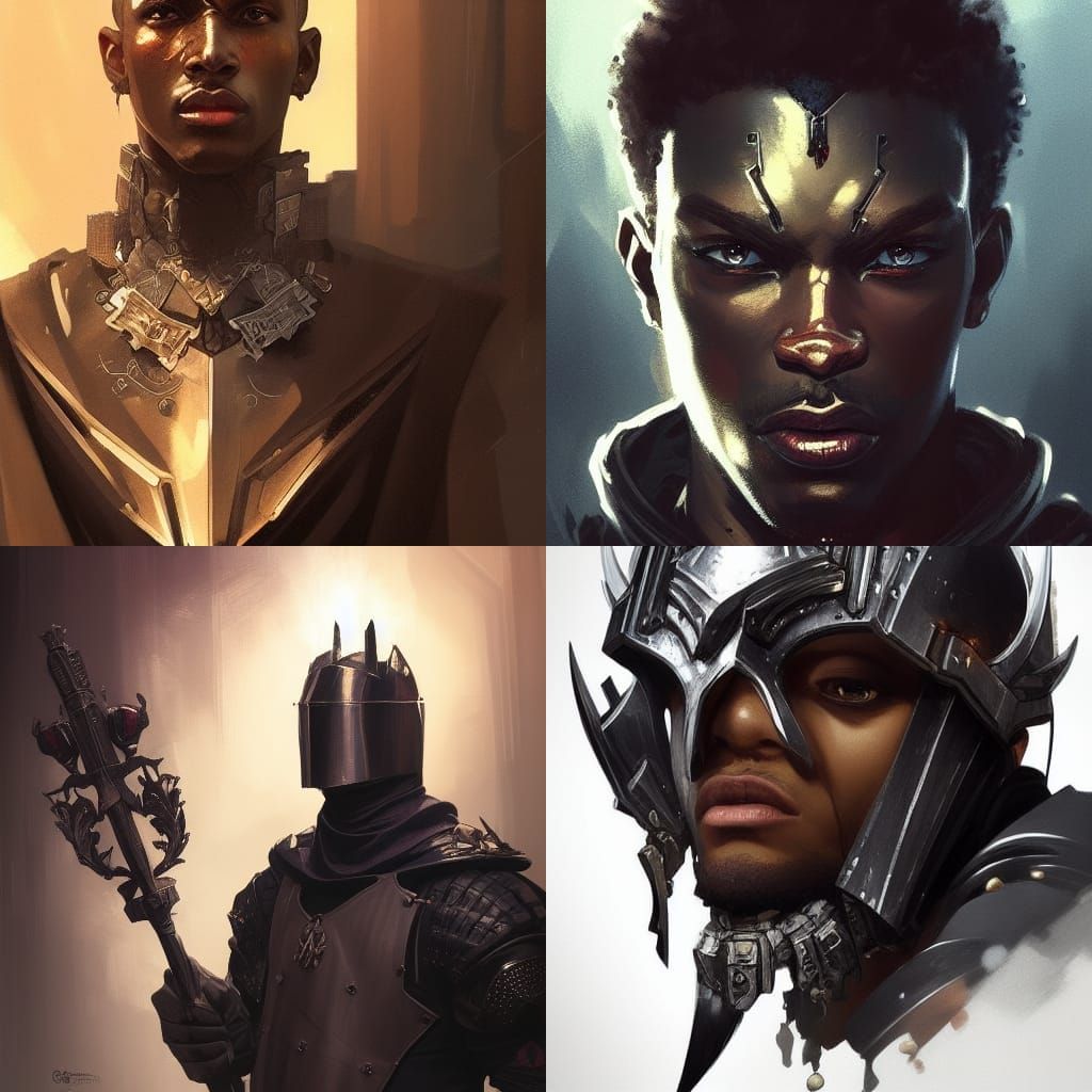 Gangster Black Knight Portrait in Hyperdetailed Style