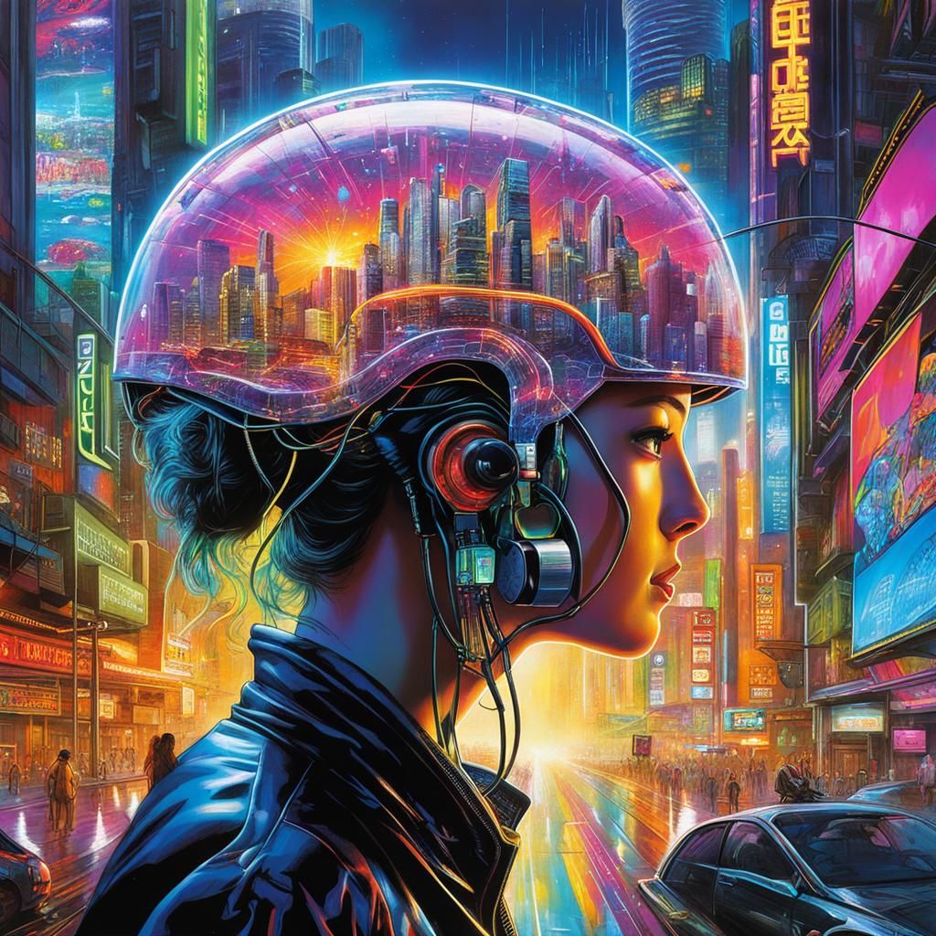 Futuristic Brain Circuit Fusion in Hyperrealistic Style