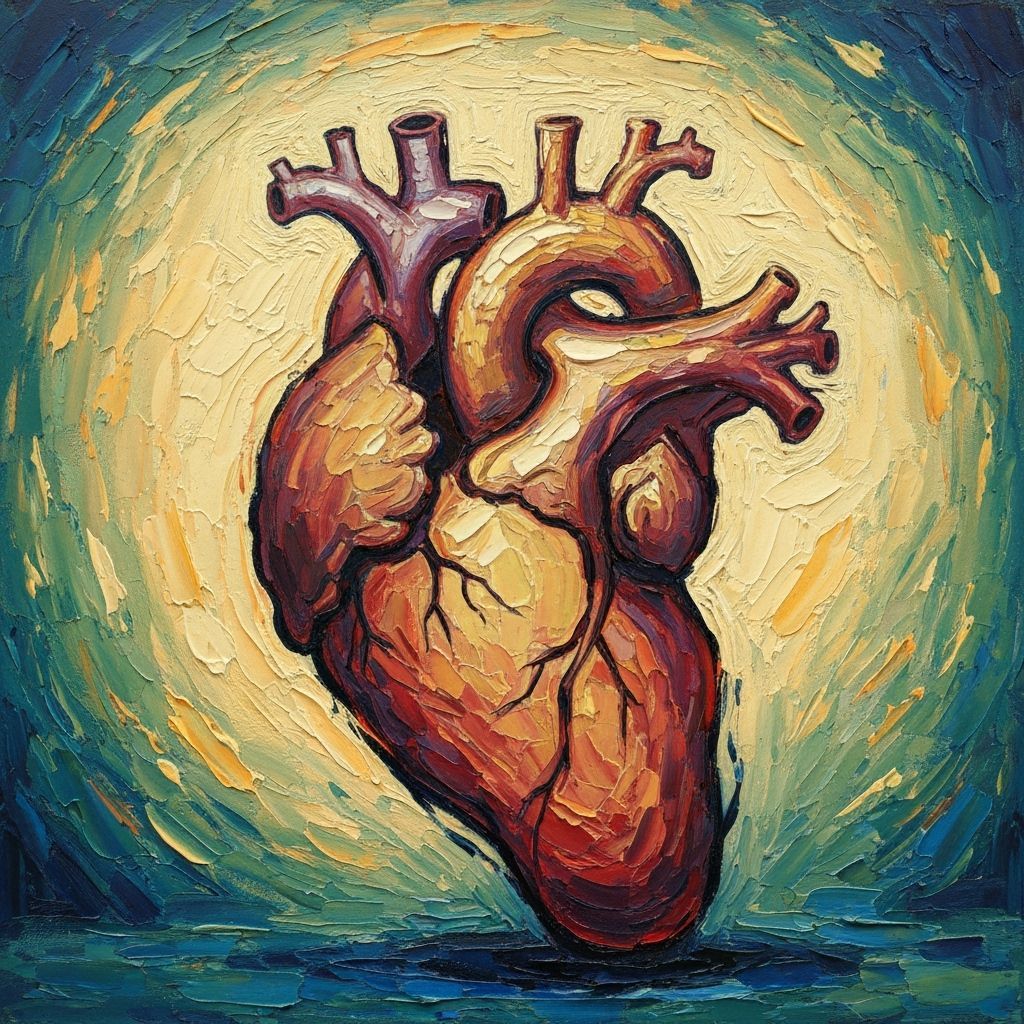 Resilient Heart in Vibrant Impasto Oil Painting