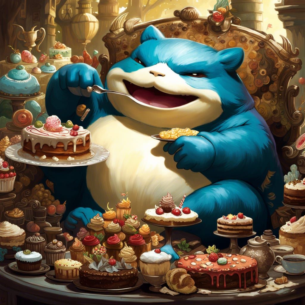"Snorlax eating cakes"