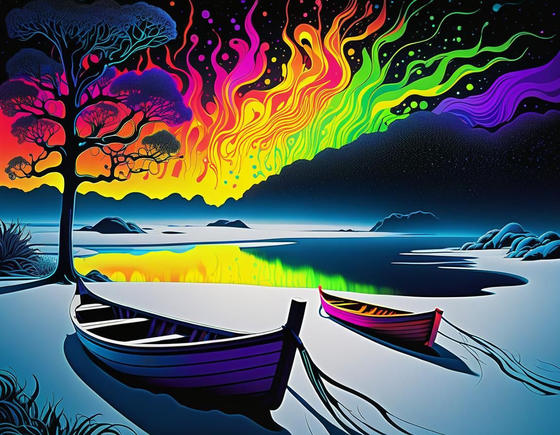 Psychedelic Black Light Art in Fluorescent Colors