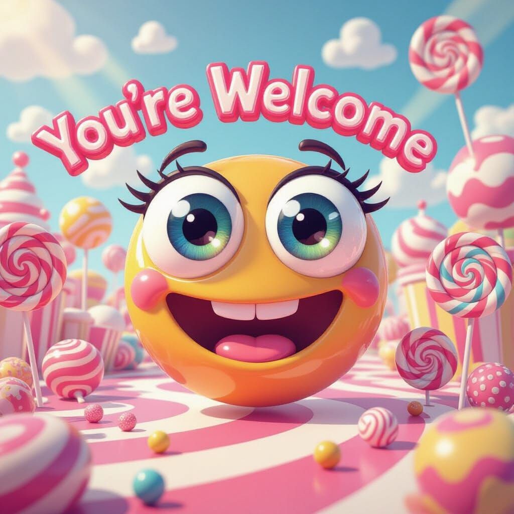 Whimsical Candy Art "You're Welcome" with Googly Eyes