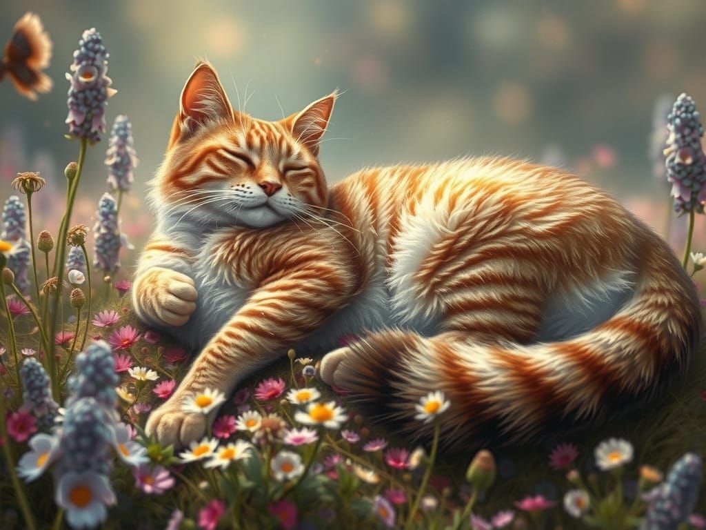 Ethereal Feline Serenity in Gustav Klimt Style