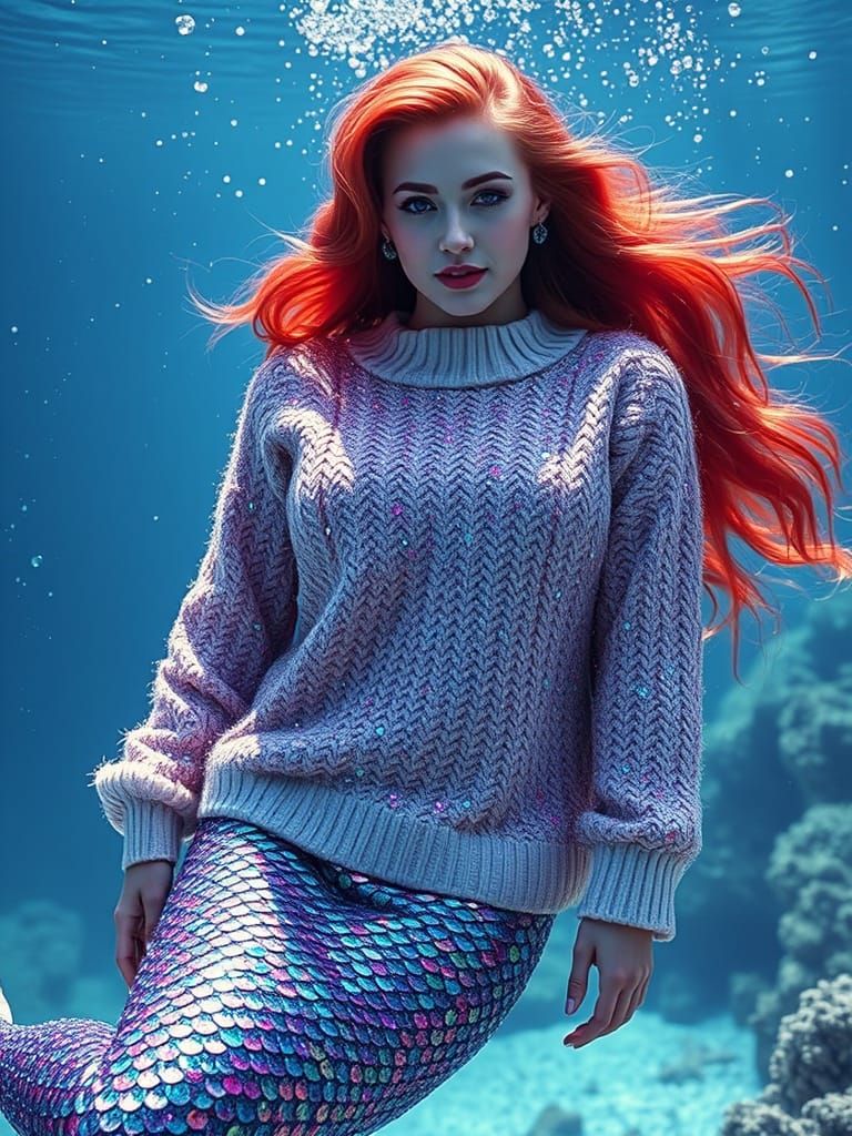 Mermaid in Glittering Underwater Sweater