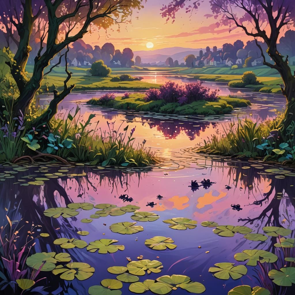 Loire Landscape Concept Art at Sunset