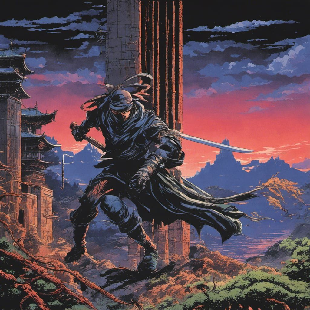 Ninja Gaiden NES Game in Studio Ghibli Style
