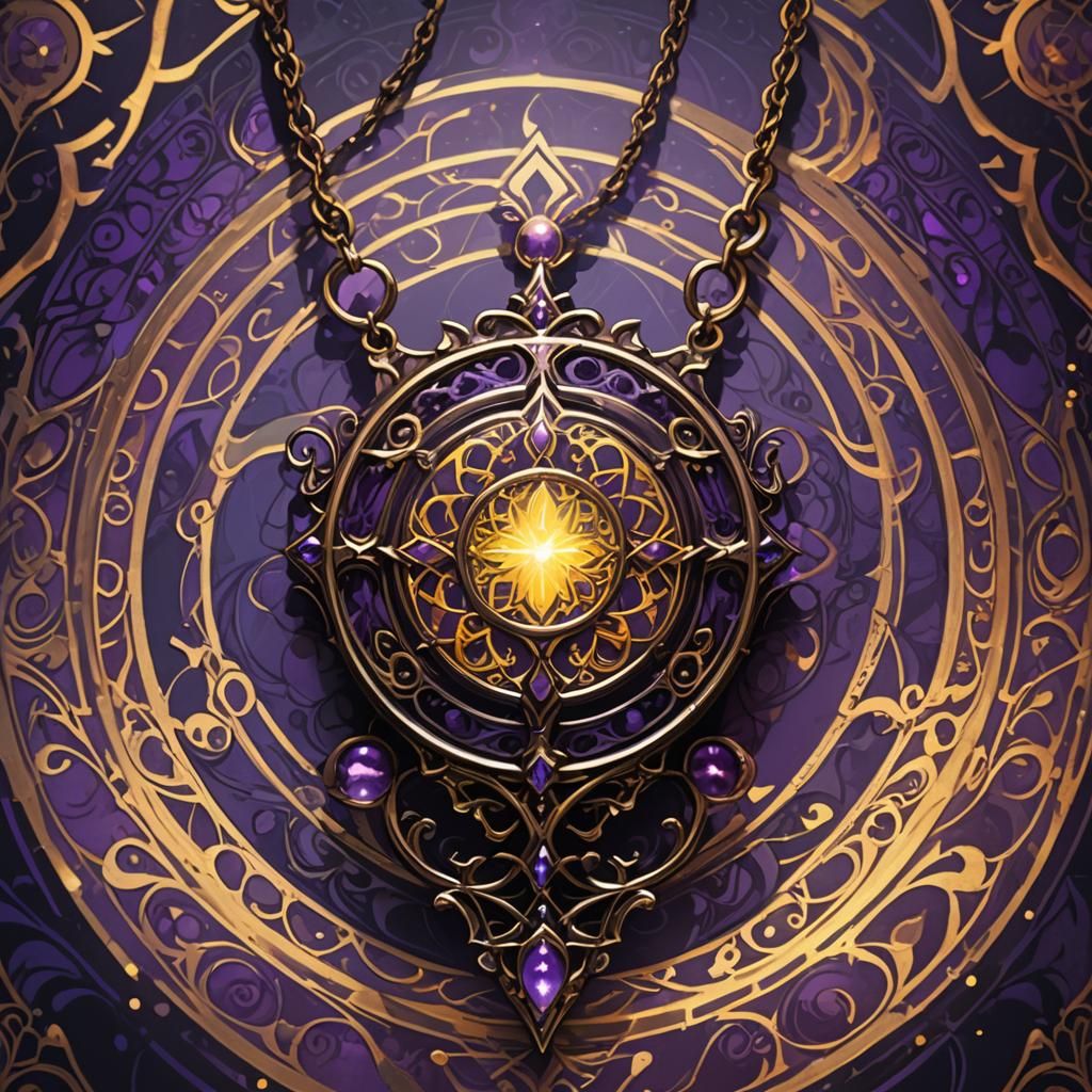 Glowing Mystical Pendant in Dark Fantasy Art