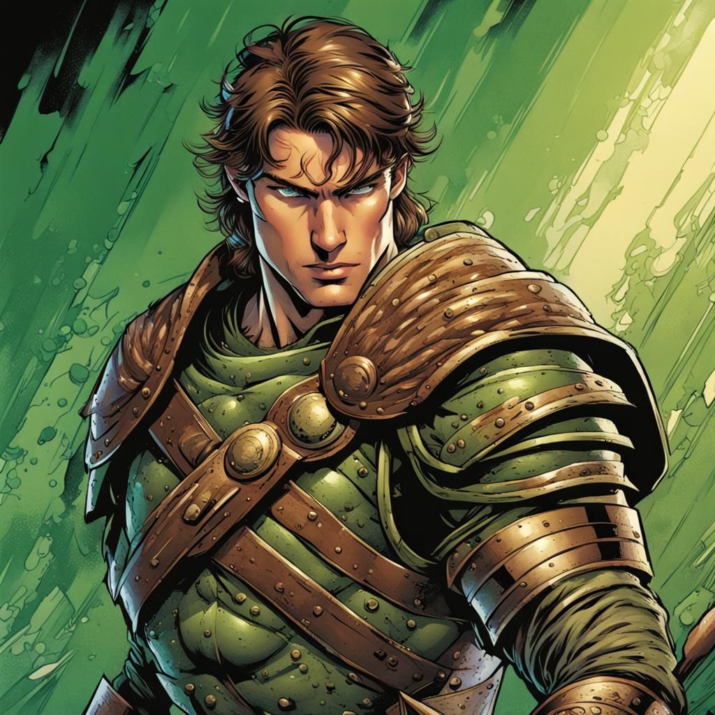 Human Warrior Portrait in Comic Book Style